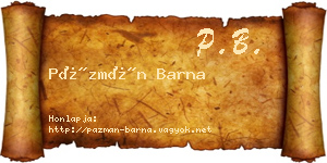 Pázmán Barna névjegykártya